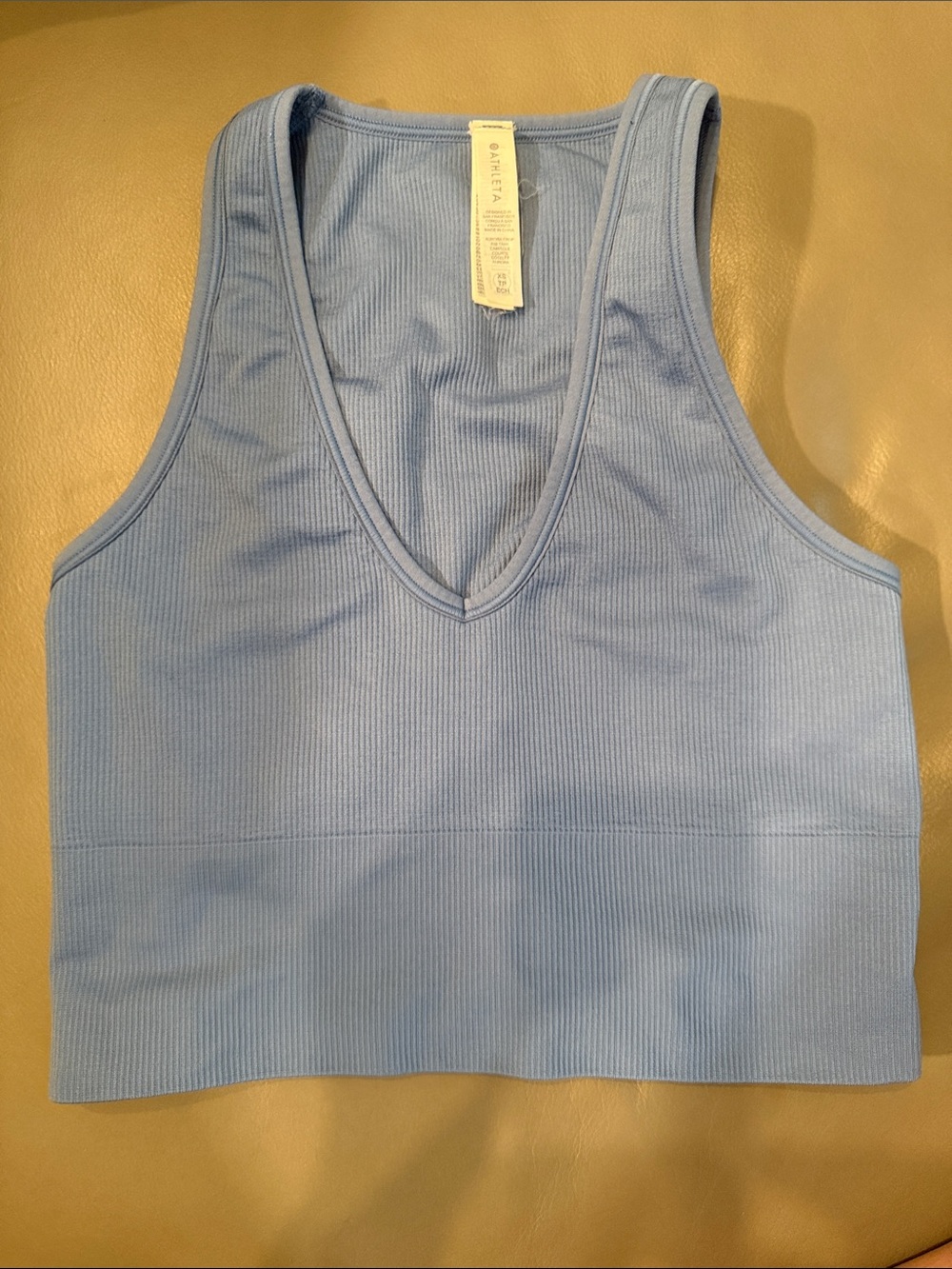 Athleta Ribbed Racerback Crop Top - Slate Blue